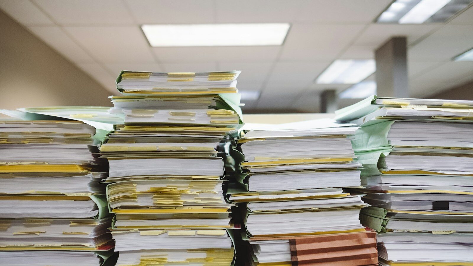 stack of books on table