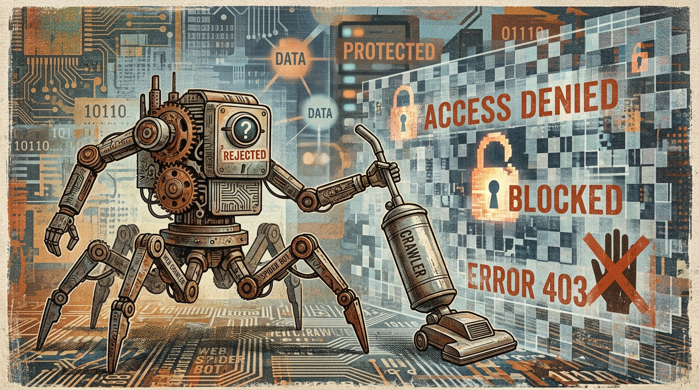 Robot web crawler facing access denied, blocked, and Error 403 messages